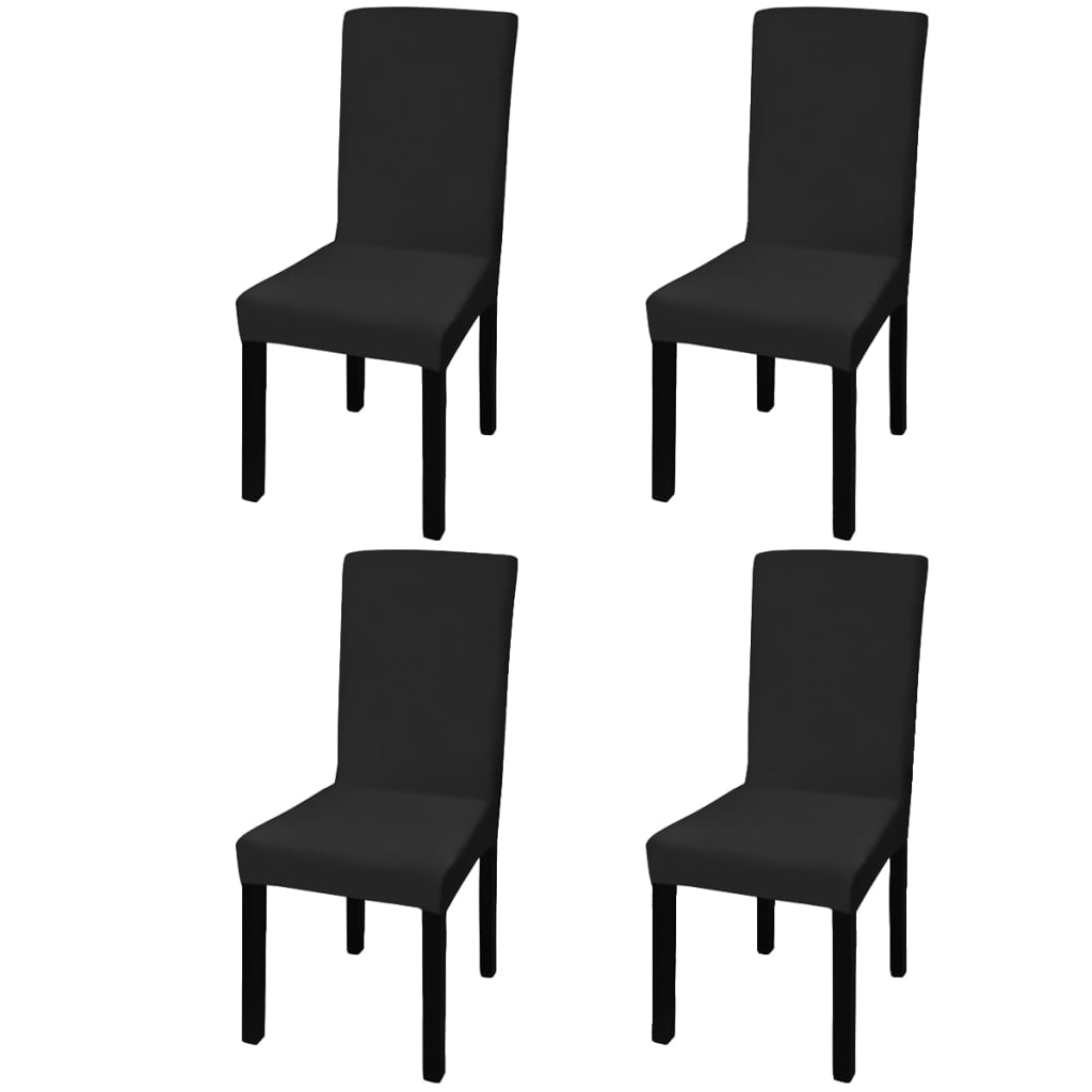 Stretch-Stuhlhussen Gerade 4 Stk. Schwarz Stretch-Stuhlhussen Gerade 4 Stk. Schwarz