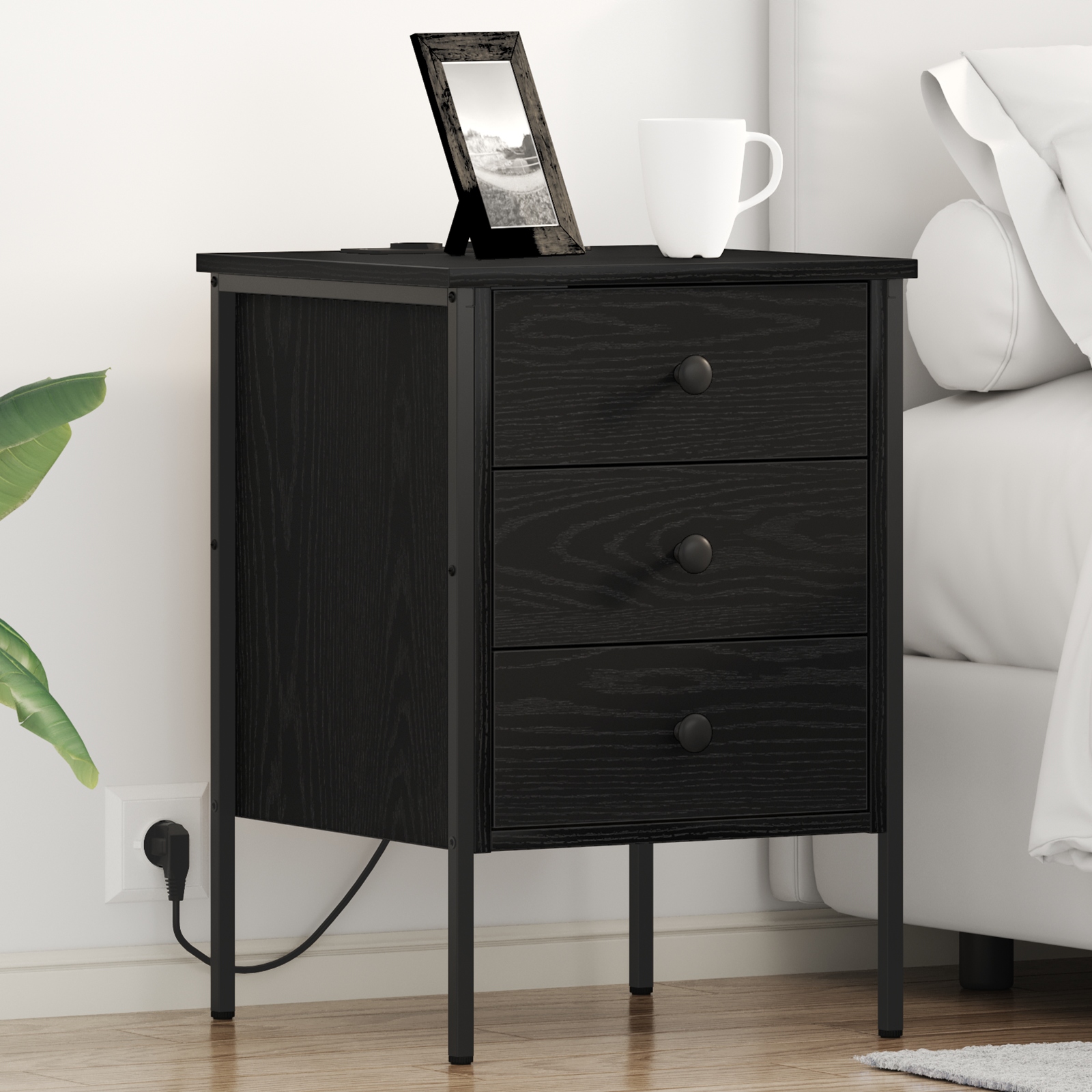Nachttische 2 pcs Schwarze Eiche 42 x 41 x 61 cm Holzwerkstoff Nachttische 2 pcs Schwarze Eiche 42 x 41 x 61 cm Holzwerkstoff