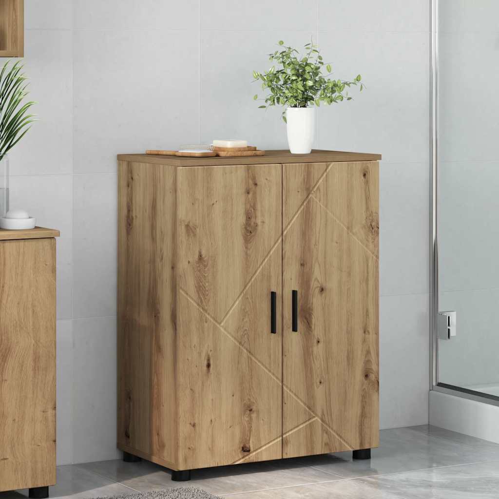 Badezimmer Schrank mit Regal Eiche handwerklich 60 x 35 x 80 cm