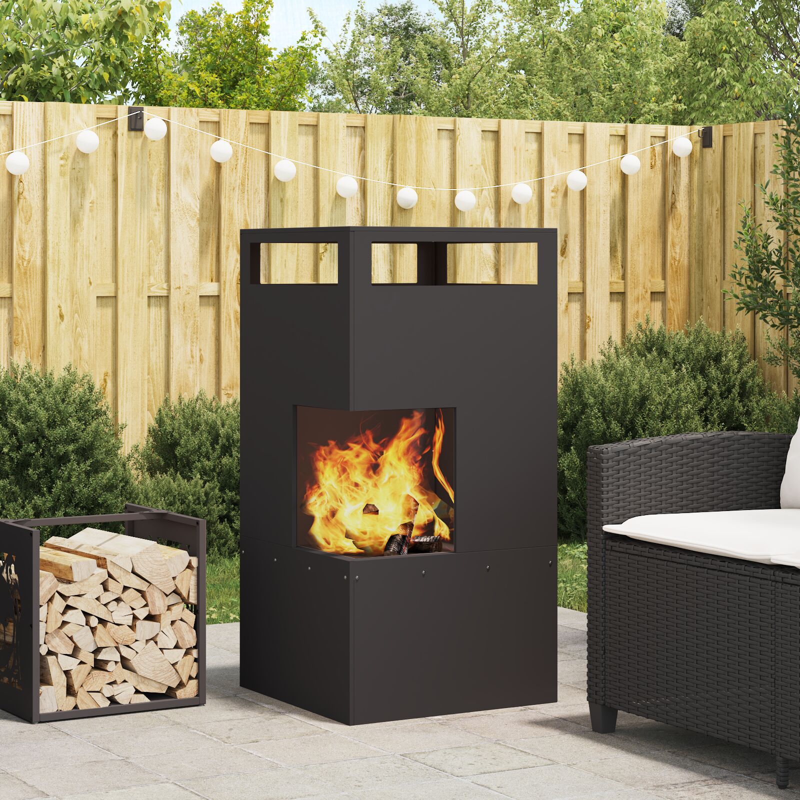 vidaXL Feuerschale Schwarz 50x50x100 cm Stahl vidaXL Feuerschale Schwarz 50x50x100 cm Stahl