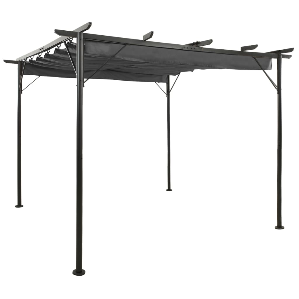 Pergola mit Ausziehbarem Dach Anthrazit 3x3 m Stahl 180 g/m² Pergola mit Ausziehbarem Dach Anthrazit 3x3 m Stahl 180 g/m²