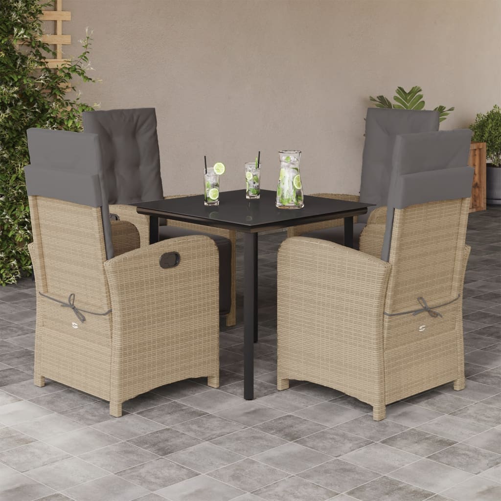 5-tlg. Garten-Essgruppe mit Kissen Beige Poly Rattan 5-tlg. Garten-Essgruppe mit Kissen Beige Poly Rattan