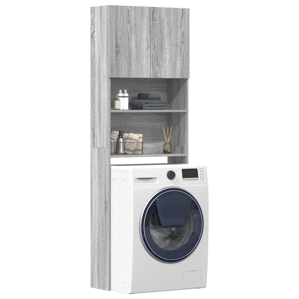 Waschmaschinenschrank Grau Sonoma 64x24x190 cm Holzwerkstoff Waschmaschinenschrank Grau Sonoma 64x24x190 cm Holzwerkstoff
