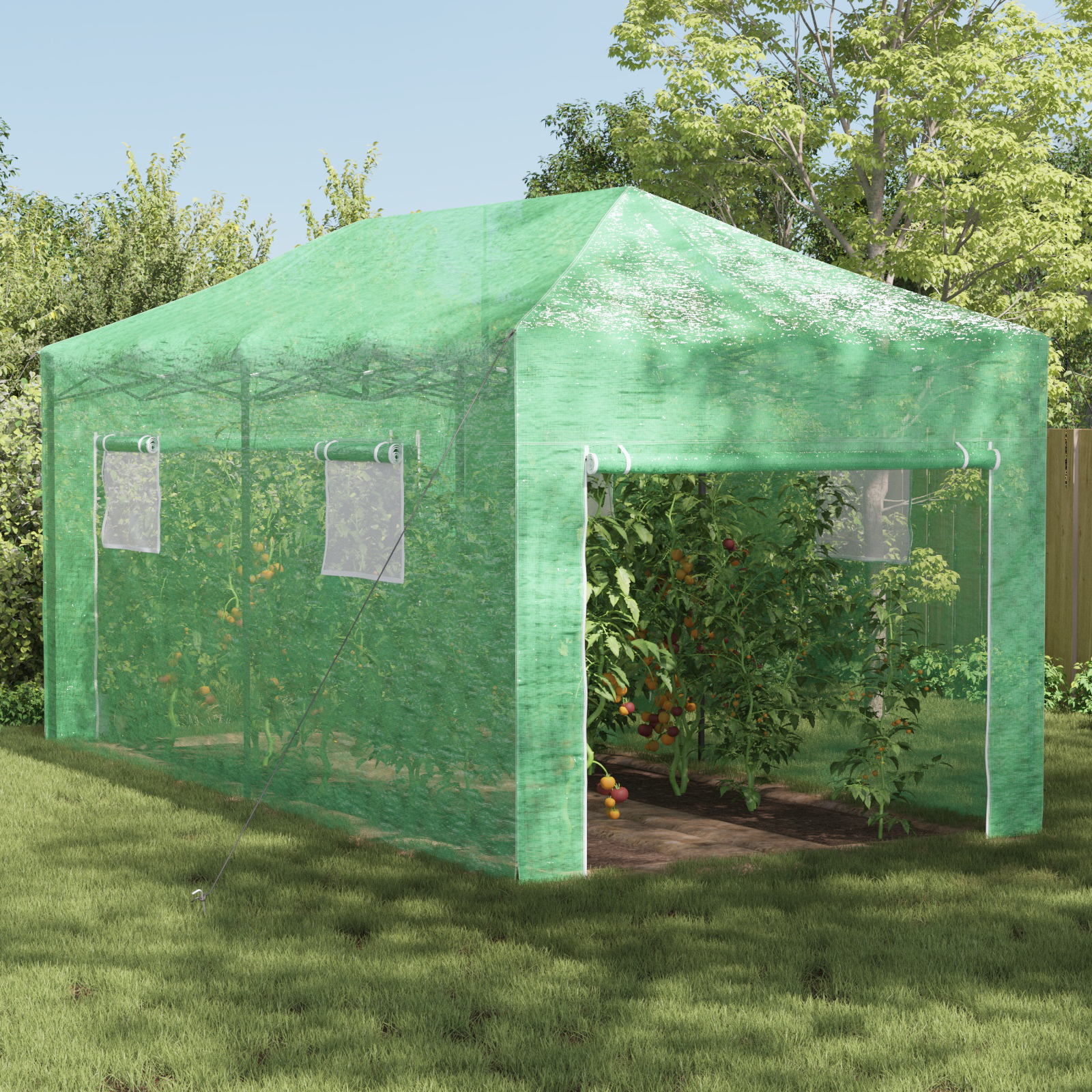 Gehege-Gewächshaus mit Pop-up-Rahmen Grün 580x290x315 cm Stahl Gehege-Gewächshaus mit Pop-up-Rahmen Grün 580x290x315 cm Stahl