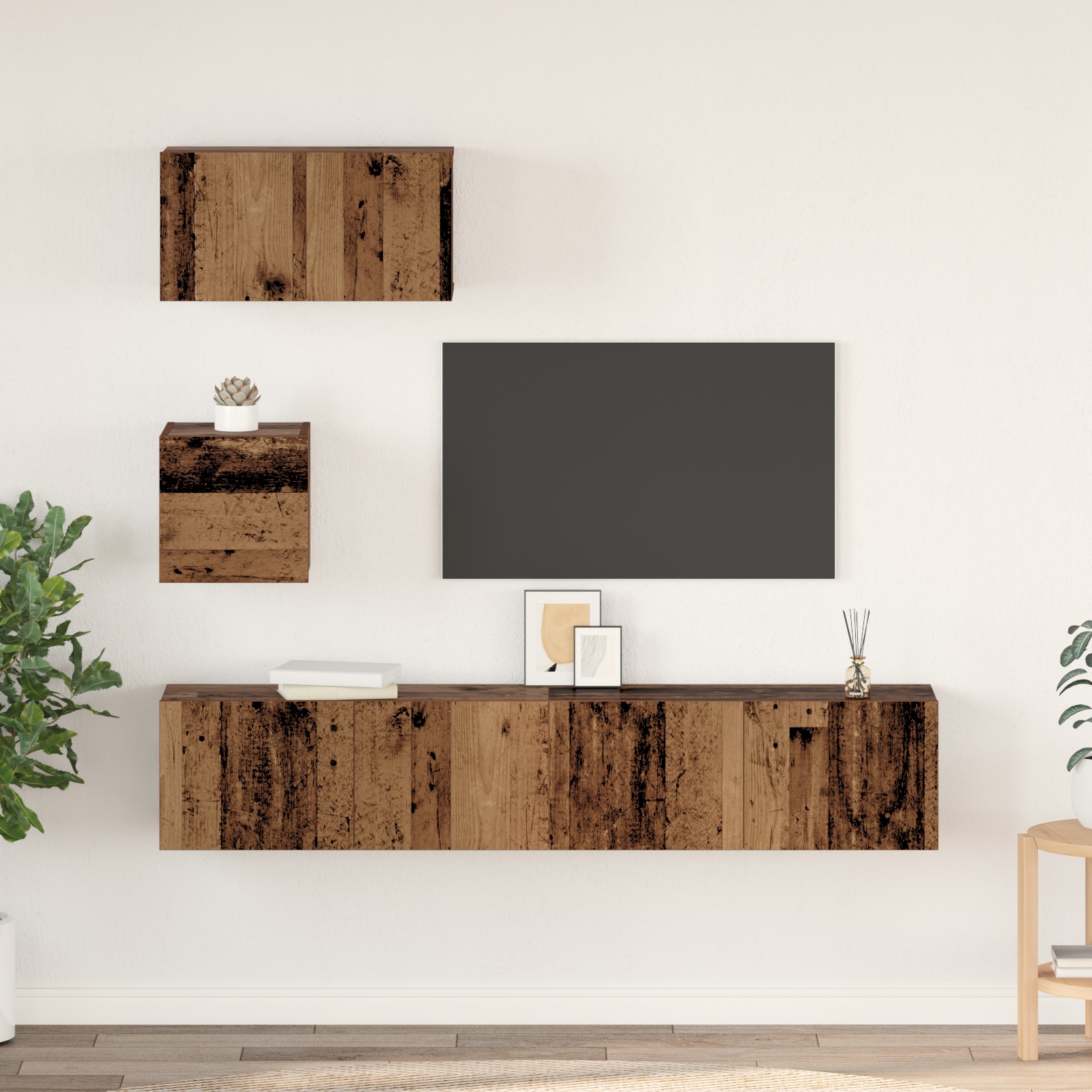 Wand TV Schrank 4 pcs Altes Holz 30,5 x 30 x 30 cm Mittel Wand TV Schrank 4 pcs Altes Holz 30,5 x 30 x 30 cm Mittel