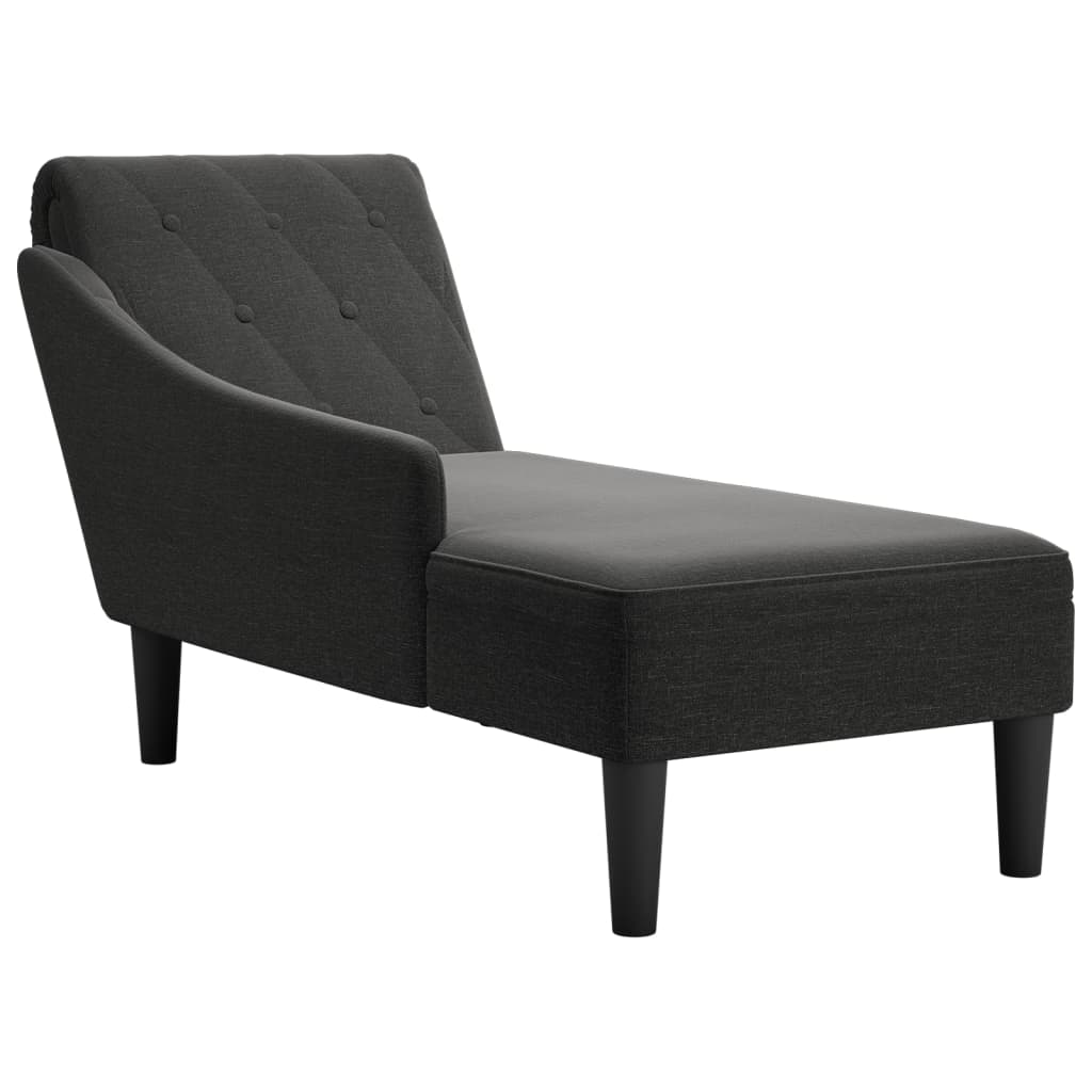 Chaiselongue mit Kissen und Rechter Armlehne Schwarz Stoff Chaiselongue mit Kissen und Rechter Armlehne Schwarz Stoff