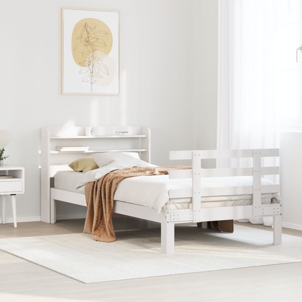 Bettgestell mit Kopfteil ohne Matratze Weiß 90x200 cm Bettgestell mit Kopfteil ohne Matratze Weiß 90x200 cm