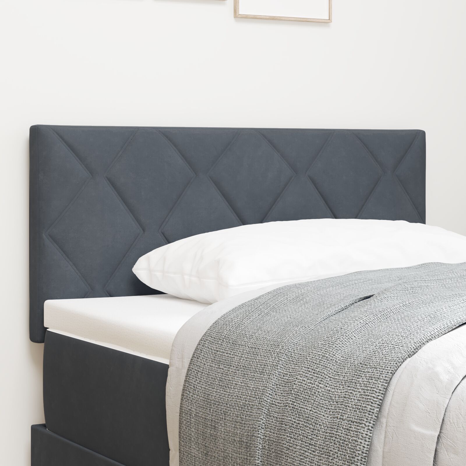 Kopfteil Diamantblöcke Design Dunkelgrau 90 cm Samt Kopfteil Diamantblöcke Design Dunkelgrau 90 cm Samt