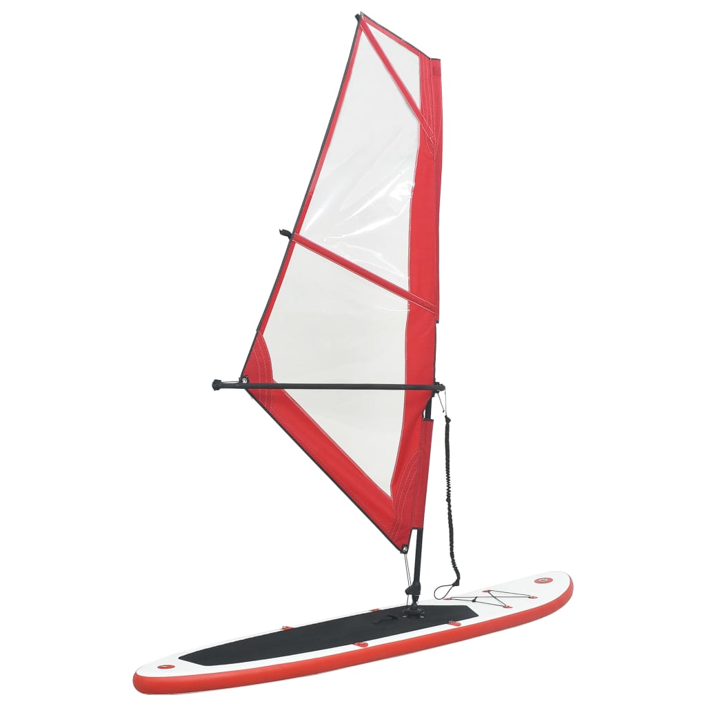 Aufblasbares SUP-Board mit Segel Set Rot und Weiß Aufblasbares SUP-Board mit Segel Set Rot und Weiß