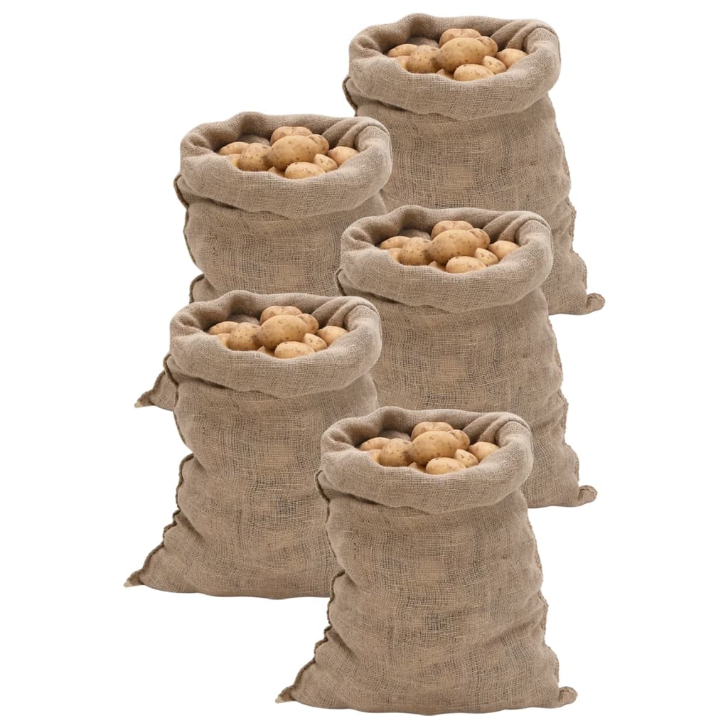 Jutesäcke 5 Stk. 60x105 cm 100% Jute 220 g/m² Jutesäcke 5 Stk. 60x105 cm 100% Jute 220 g/m²