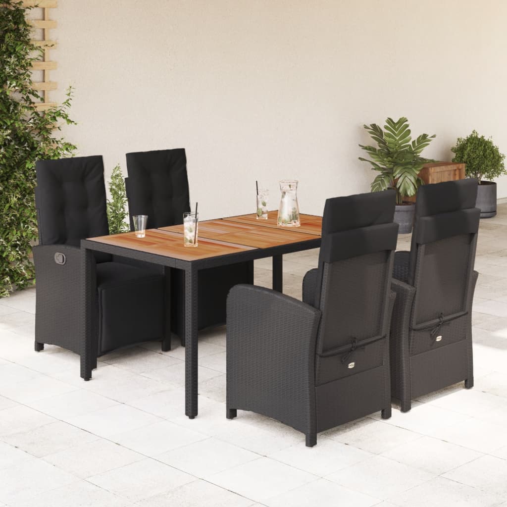 5-tlg. Garten-Essgruppe mit Kissen Schwarz Poly Rattan 5-tlg. Garten-Essgruppe mit Kissen Schwarz Poly Rattan