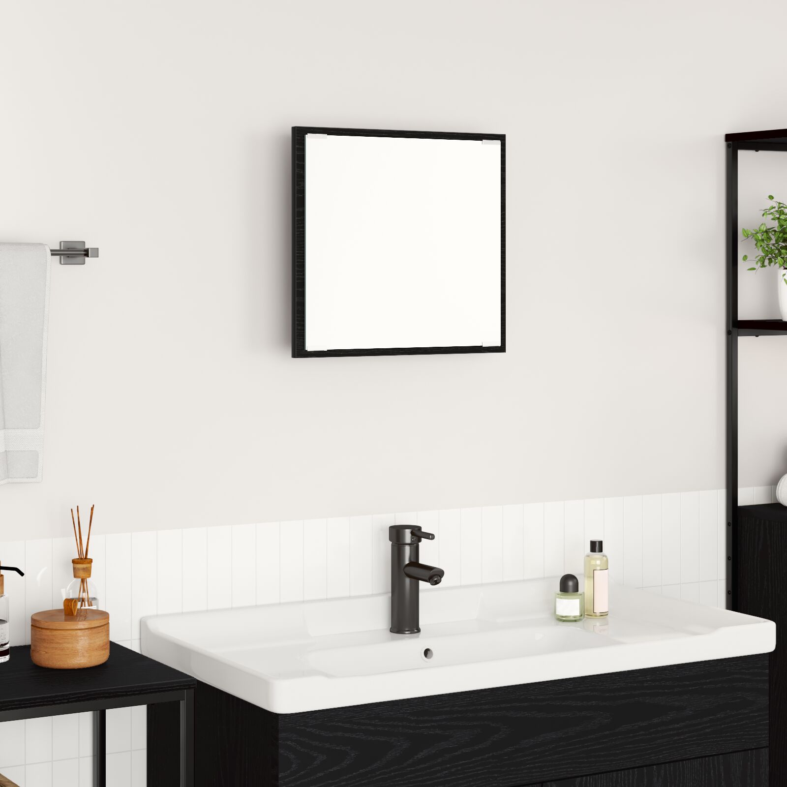 LED Badezimmer Spiegel Schwarz Eiche 40x8.5x37 cm Ingenieurholz LED Badezimmer Spiegel Schwarz Eiche 40x8.5x37 cm Ingenieurholz