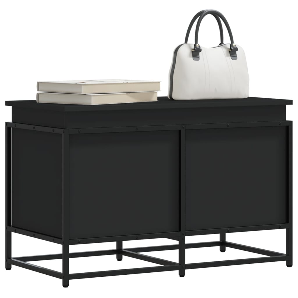 Aufbewahrungsbox mit Deckel Schwarz 80x40x51,5 cm Holzwerkstoff Aufbewahrungsbox mit Deckel Schwarz 80x40x51,5 cm Holzwerkstoff