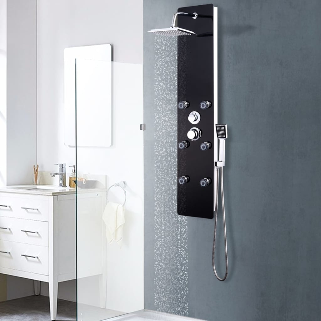 Duschpaneel Glas 25×44,6×130 cm Schwarz Duschpaneel Glas 25×44,6×130 cm Schwarz