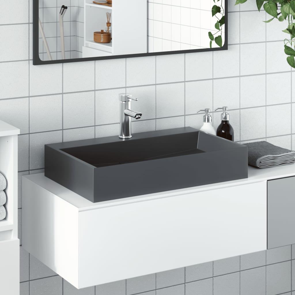 Waschbecken 60x38x11 cm Mineralguss/Marmorguss Anthrazit Waschbecken 60x38x11 cm Mineralguss/Marmorguss Anthrazit