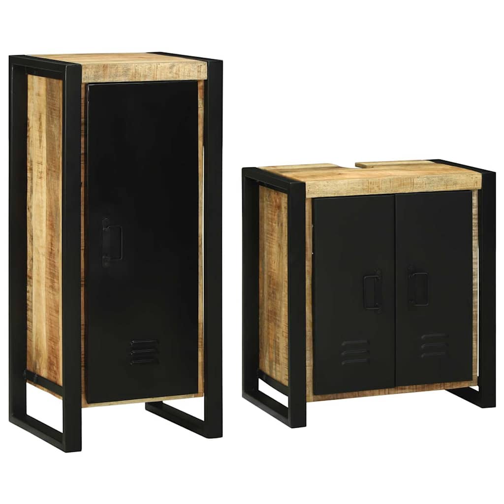 Badezimmermöbel Set mit Tür 2 pcs Braun Massives Mango-Holz Badezimmermöbel Set mit Tür 2 pcs Braun Massives Mango-Holz