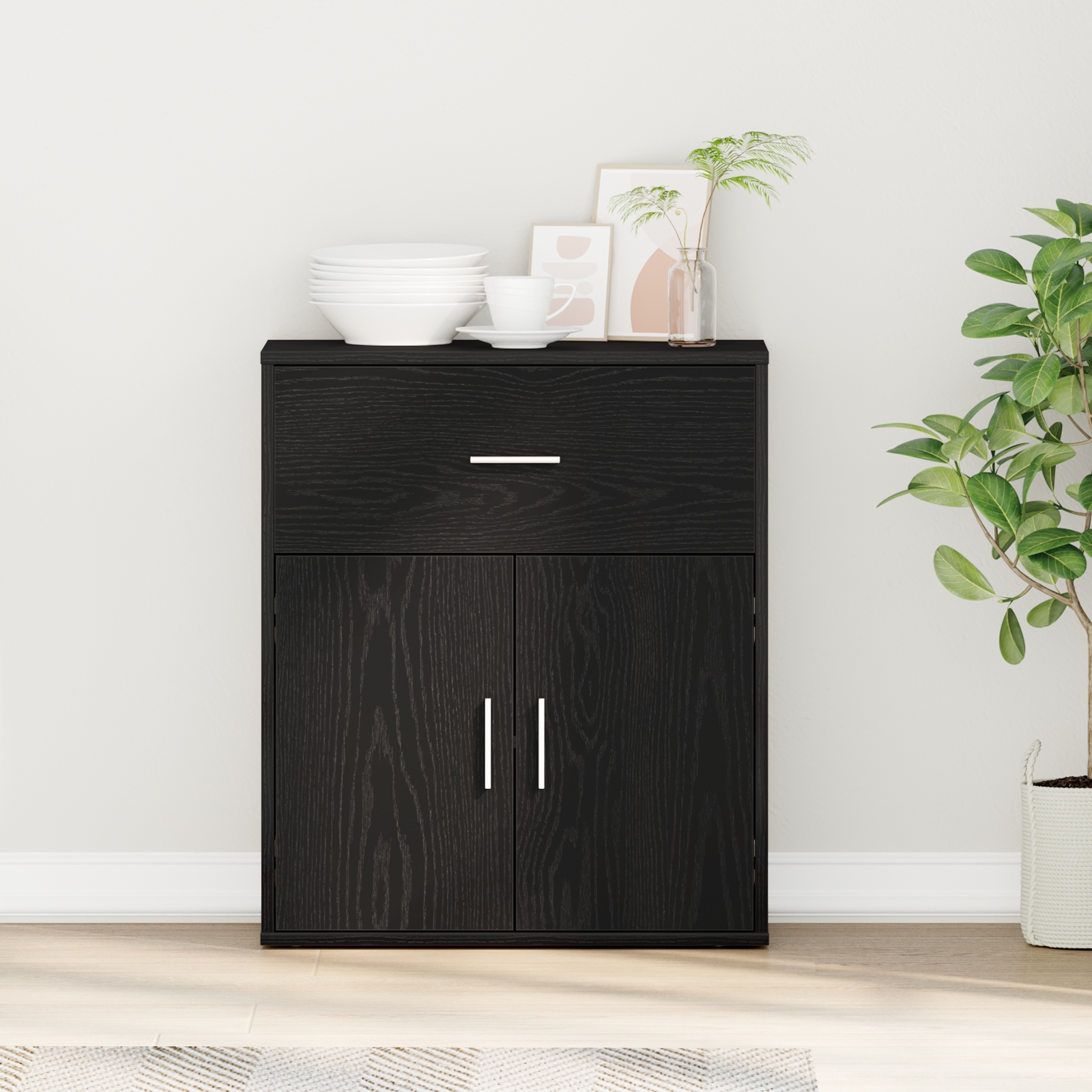 Sideboard Schwarze Eiche 60 x 31 x 70 cm Holzwerkstoff Sideboard Schwarze Eiche 60 x 31 x 70 cm Holzwerkstoff