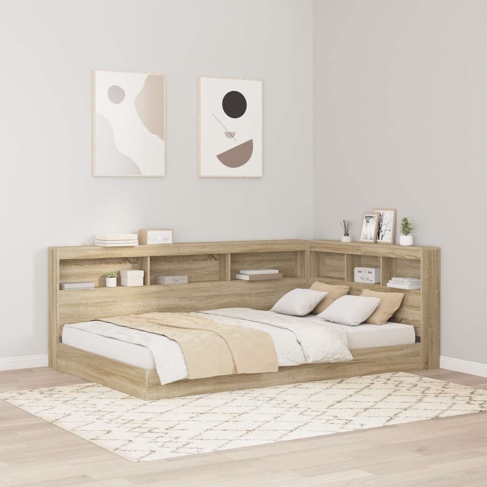 Bücherregal-Bett Sonoma Eiche 120x200 cm Holzwerkstoff Bücherregal-Bett Sonoma Eiche 120x200 cm Holzwerkstoff