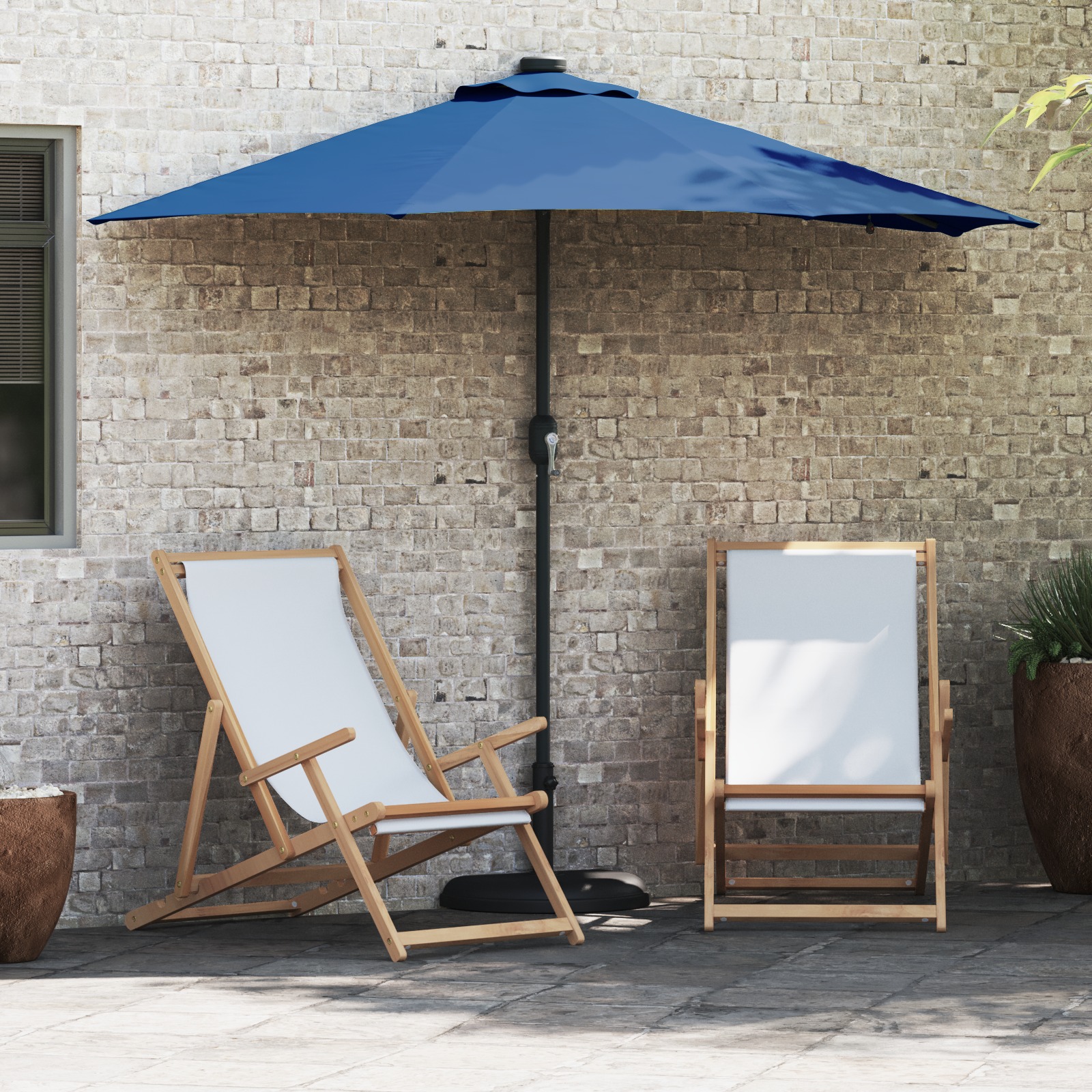 Gartenparasol Blau 294 x 150 x 223 cm Stoff Gartenparasol Blau 294 x 150 x 223 cm Stoff
