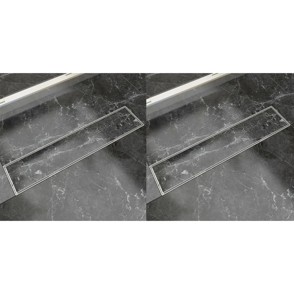 Lineare Duschrinnen 2 Stk. 530 x 140 mm Edelstahl Lineare Duschrinnen 2 Stk. 530 x 140 mm Edelstahl