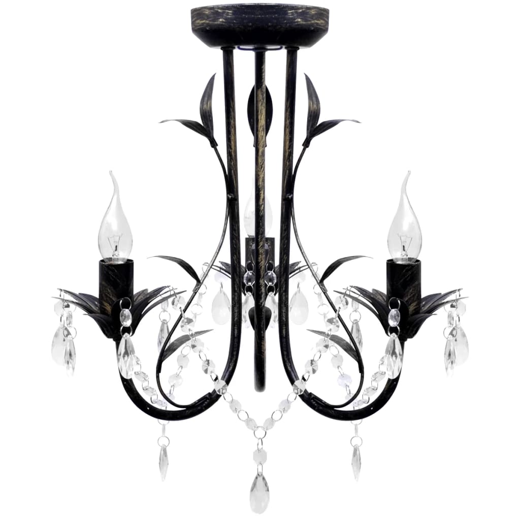 Decknlampe Art Novau mit Kristallperlen 3 x E14 Decknlampe Art Novau mit Kristallperlen 3 x E14