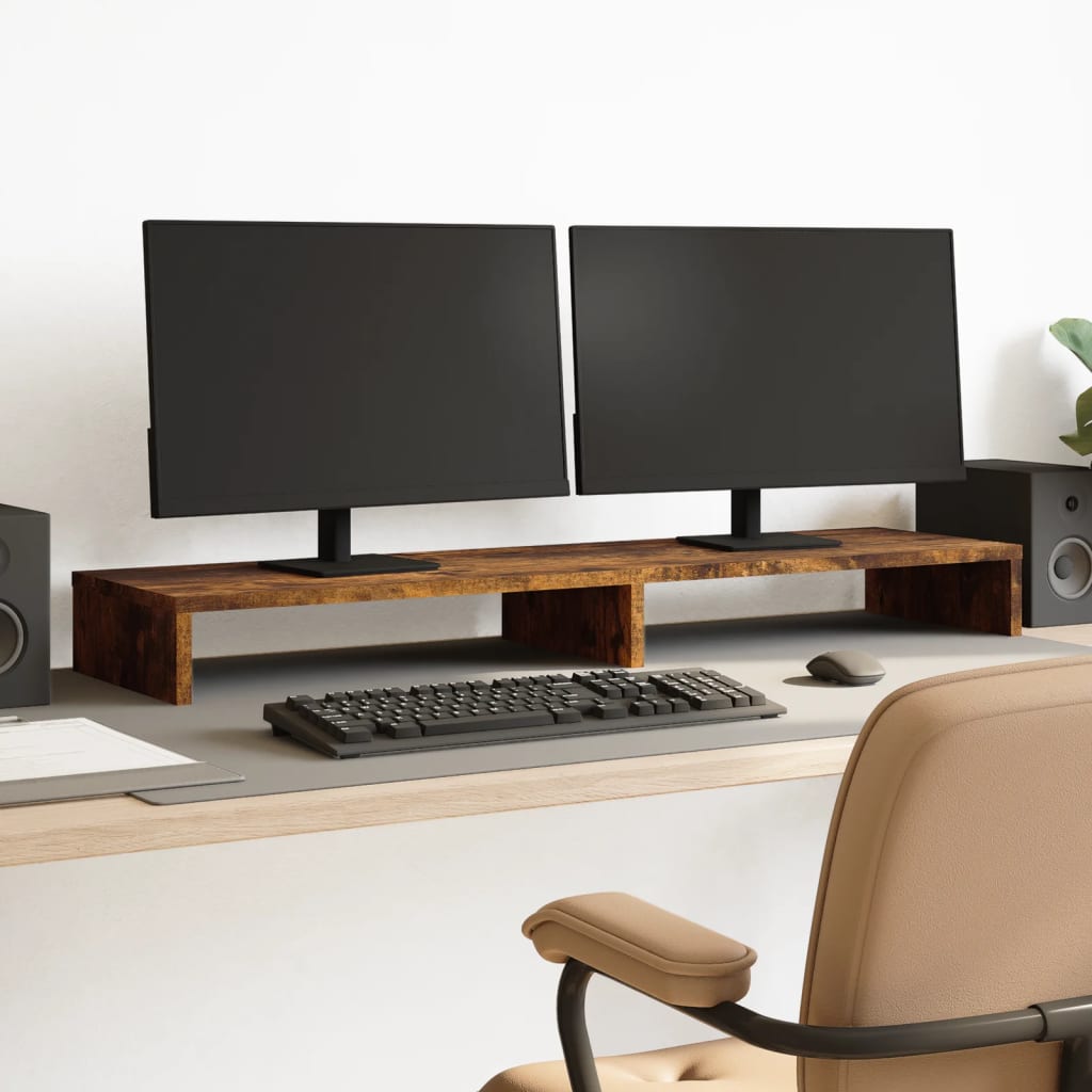 Monitorständer Räuchereiche 100x27x10 cm Holzwerkstoff Monitorständer Räuchereiche 100x27x10 cm Holzwerkstoff