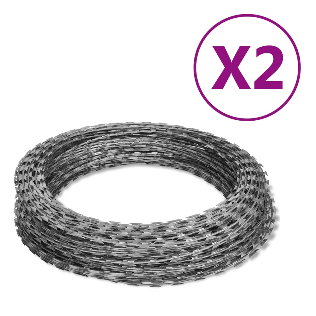 Stacheldraht 2 Stk. Concertina-Draht Verzinkter Stahl 100 m
