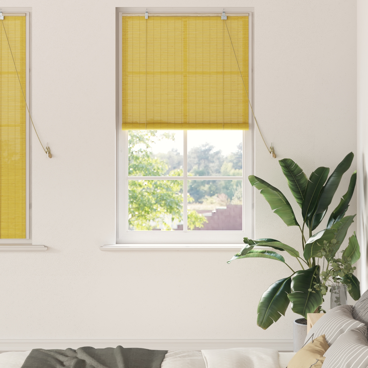 Fensterjalousien und -schattierungen Gelb 90 x 160 cm Bambus
