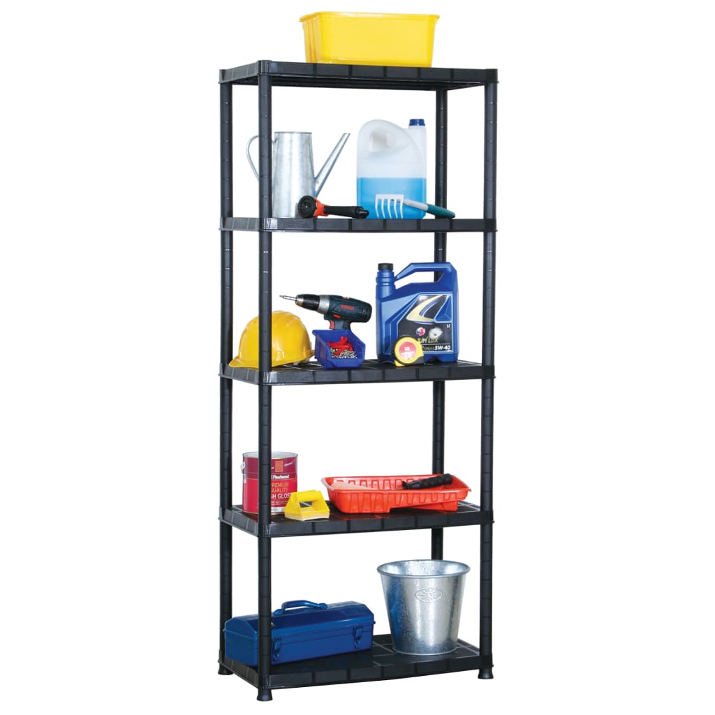 Lagerregal 5-Tier Schwarz 71x38x170 cm Kunststoff Lagerregal 5-Tier Schwarz 71x38x170 cm Kunststoff