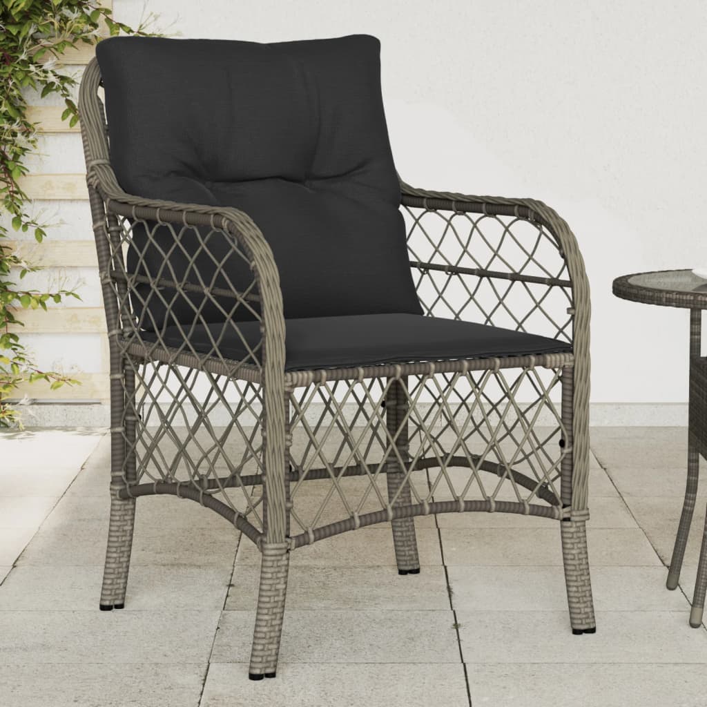 Gartenstühle mit Kissen 2 Stk. Grau Poly Rattan Gartenstühle mit Kissen 2 Stk. Grau Poly Rattan