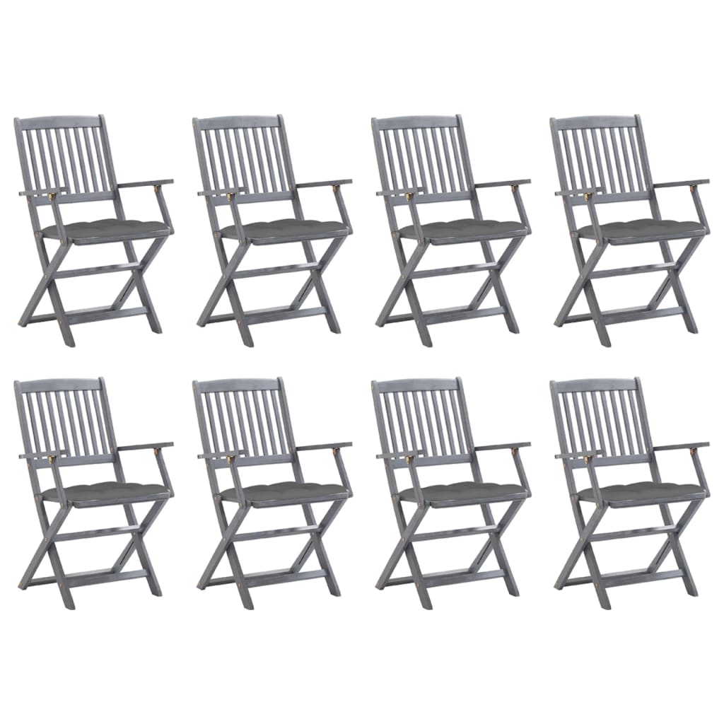 Klappbare Gartenstühle 8 Stk. mit Kissen Massivholz Akazie Klappbare Gartenstühle 8 Stk. mit Kissen Massivholz Akazie