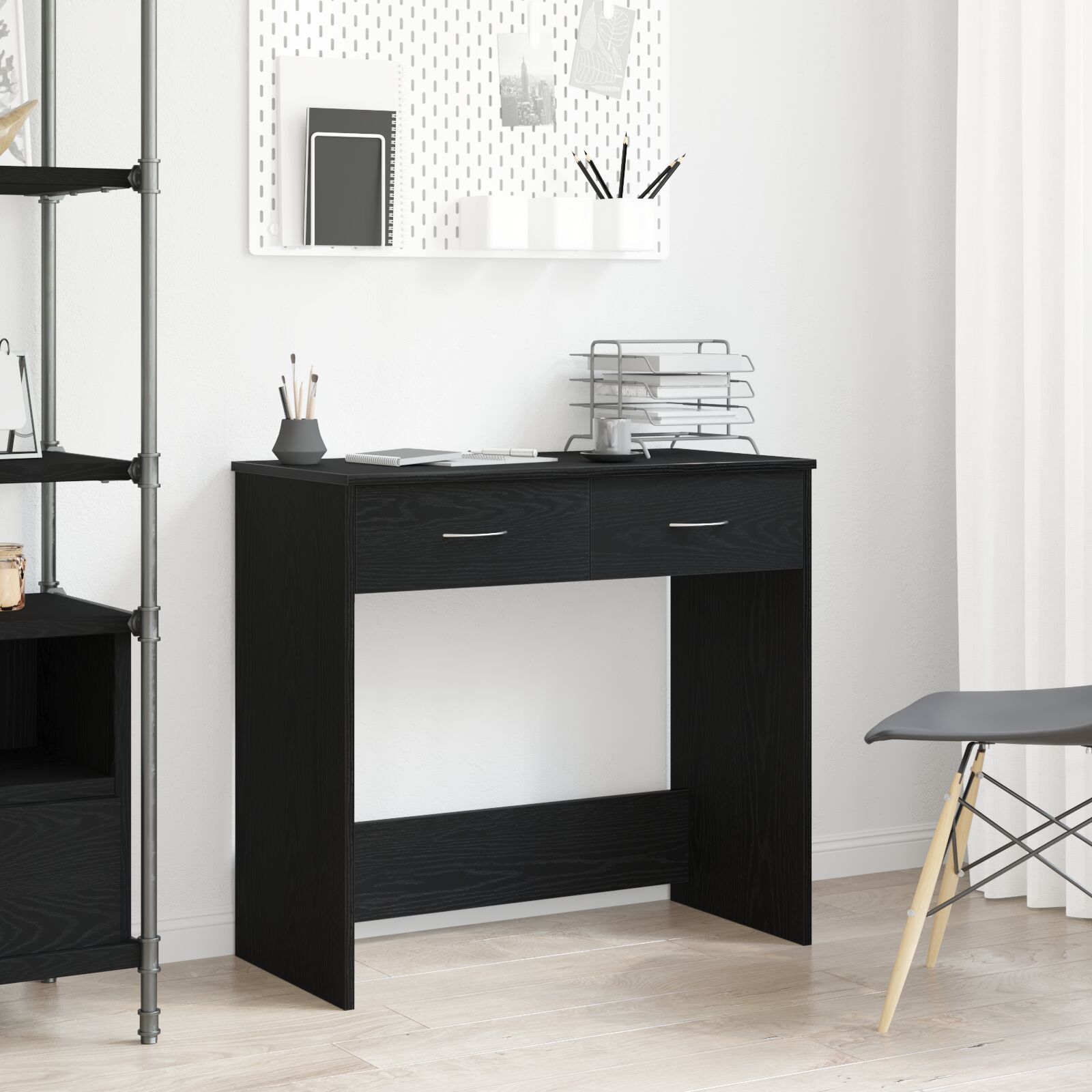 vidaXL Schreibtisch Schwarz Eiche 80x40x75 cm Holzwerkstoff