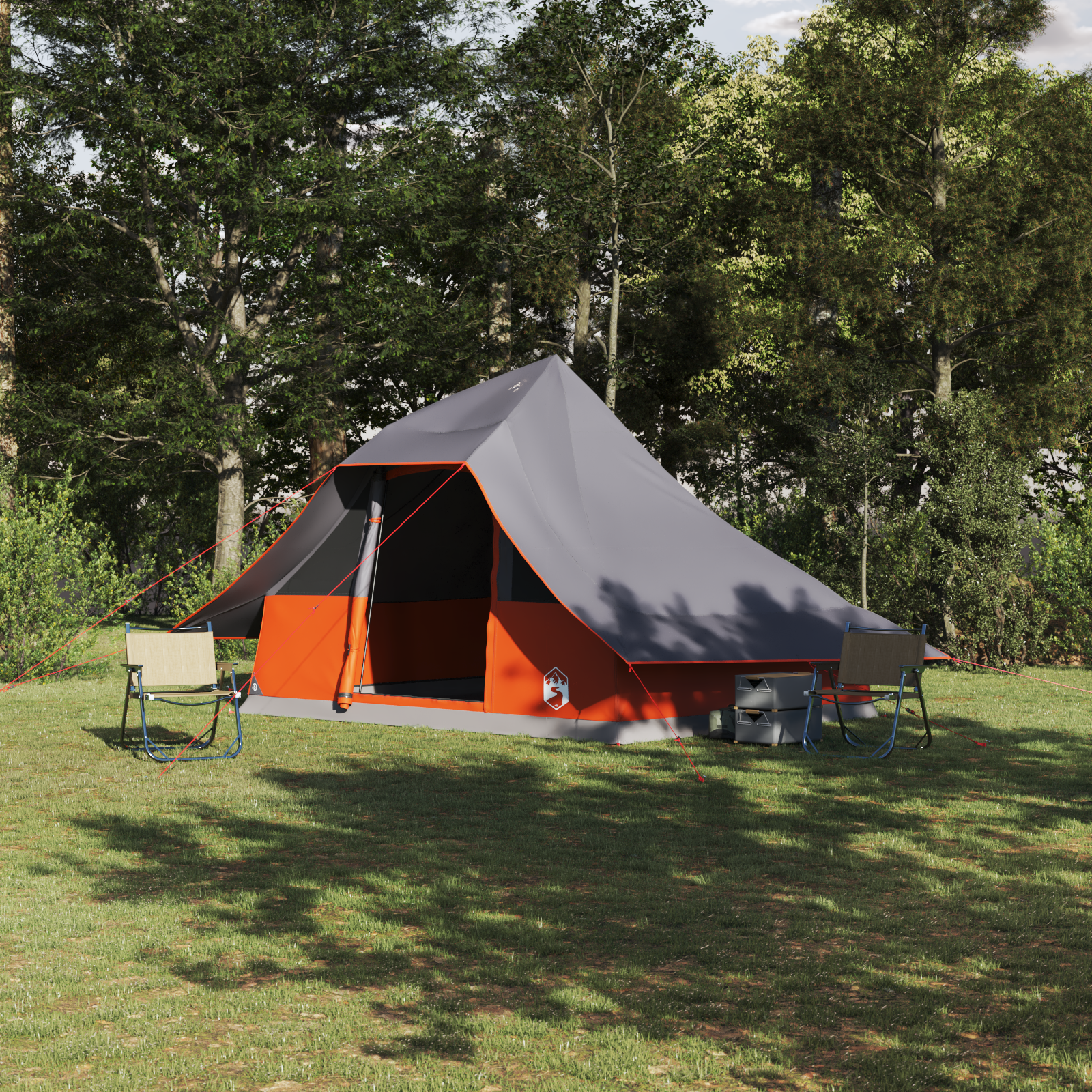Familienzelt Tipi Grau und Orange für 10 Personen Wasserfest Familienzelt Tipi Grau und Orange für 10 Personen Wasserfest