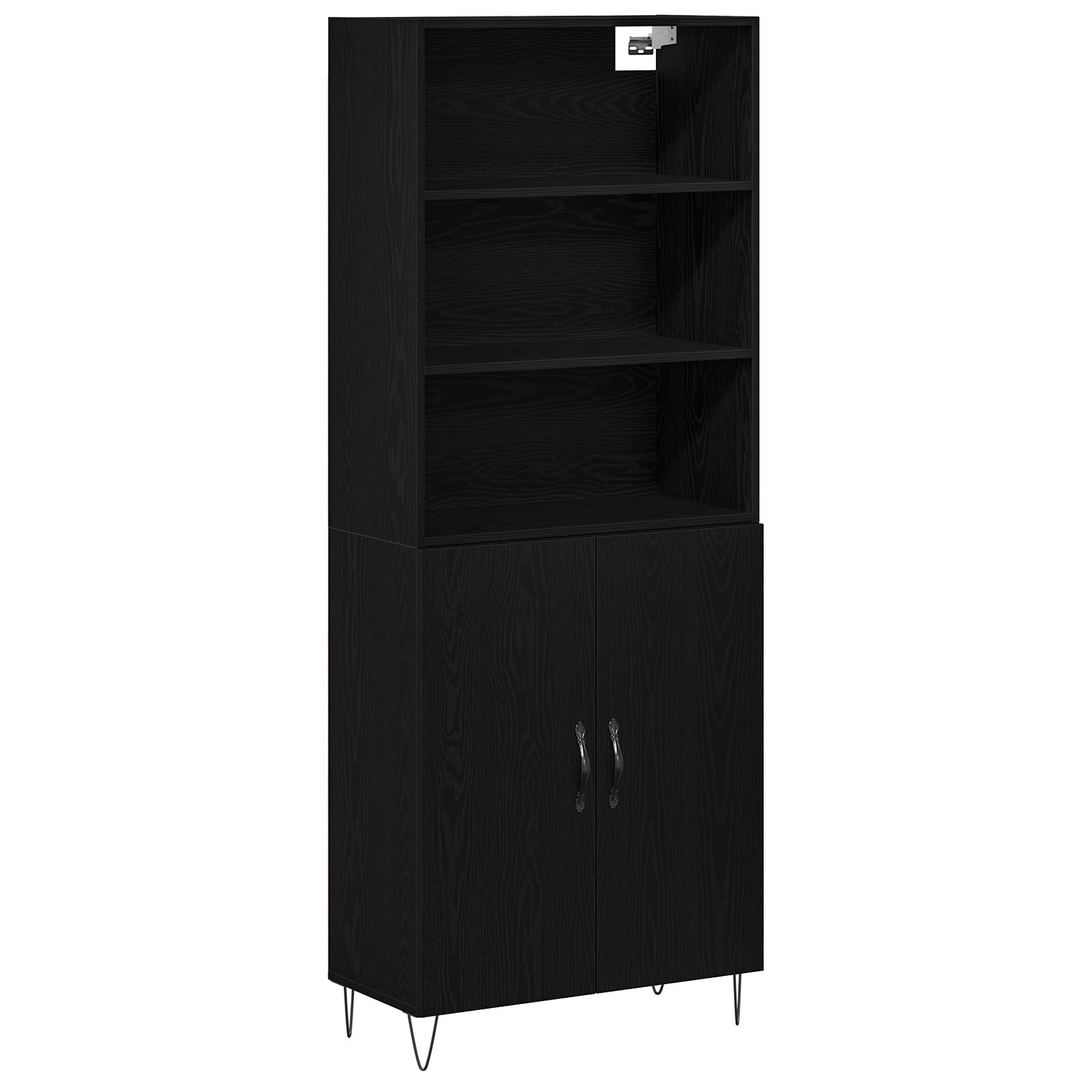 Highboard Schwarz Eiche 69,5x34x180 cm Hergestelltes Holz Highboard Schwarz Eiche 69,5x34x180 cm Hergestelltes Holz
