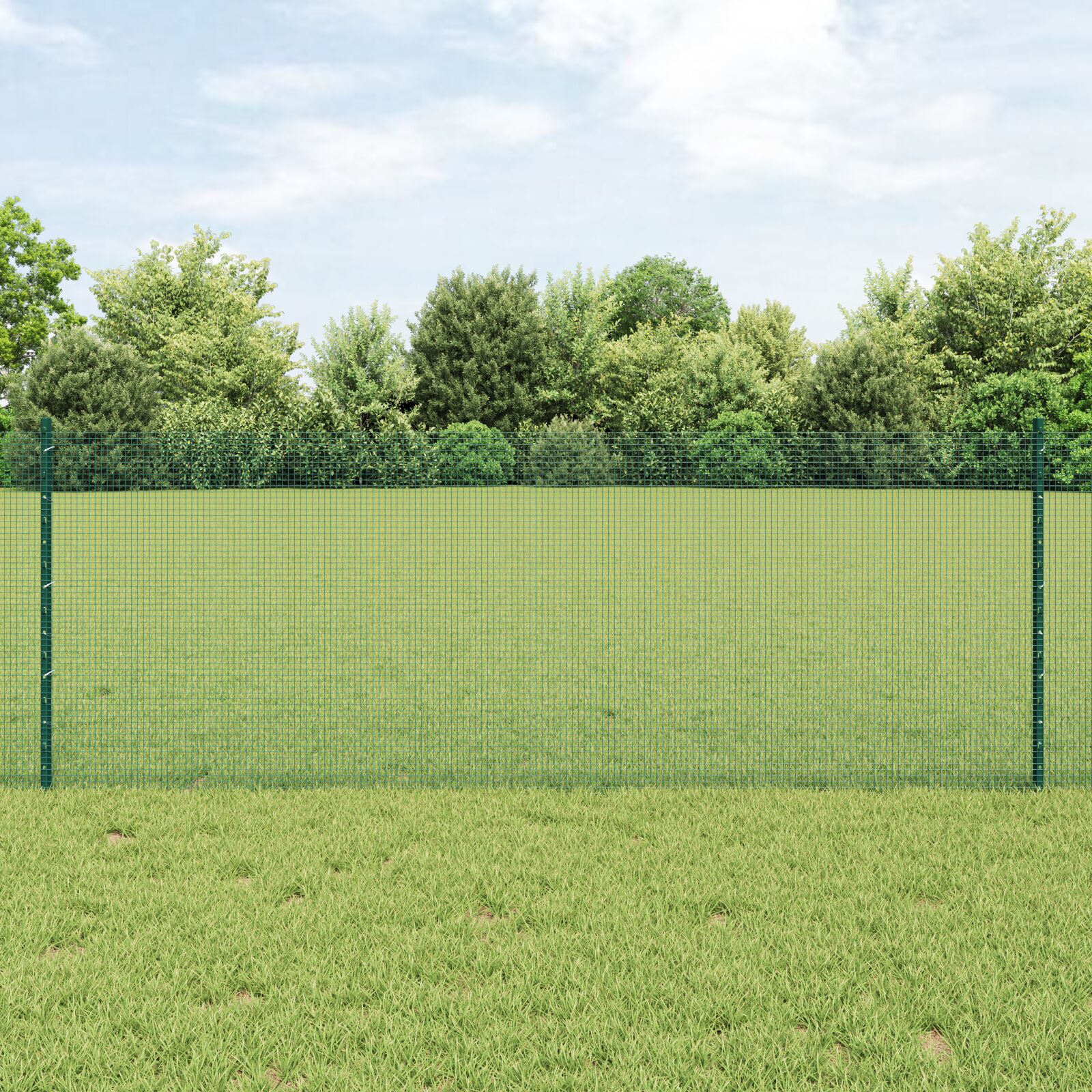 Geschweißter Drahtzaun mit 11 U-Stützen Grün 0.8x25 m Stahl