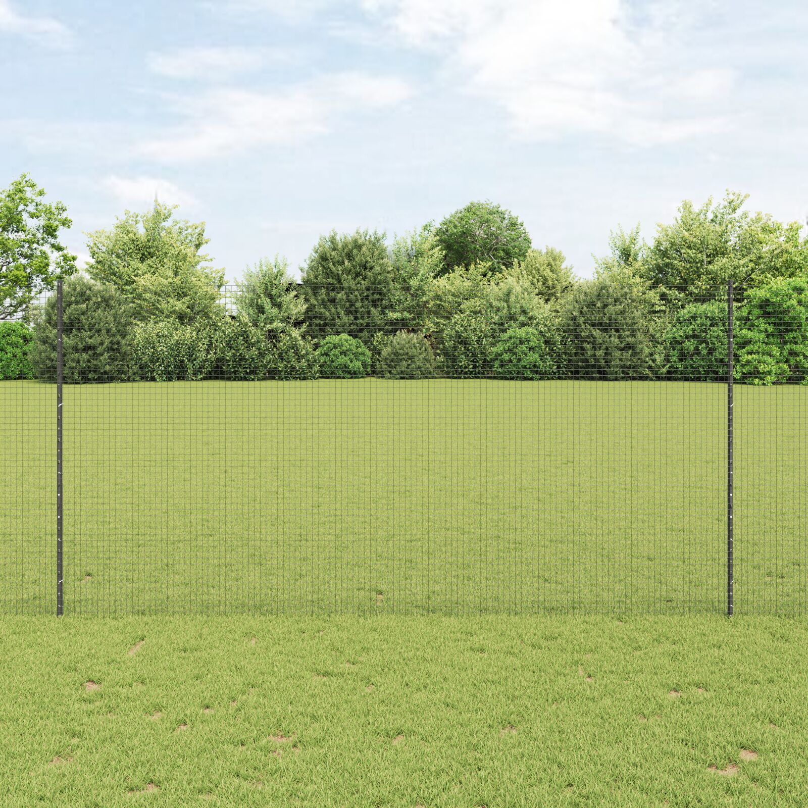 Geschweißter Drahtzaun mit 22 U-Posts Grau 1,6x25 m Stahl