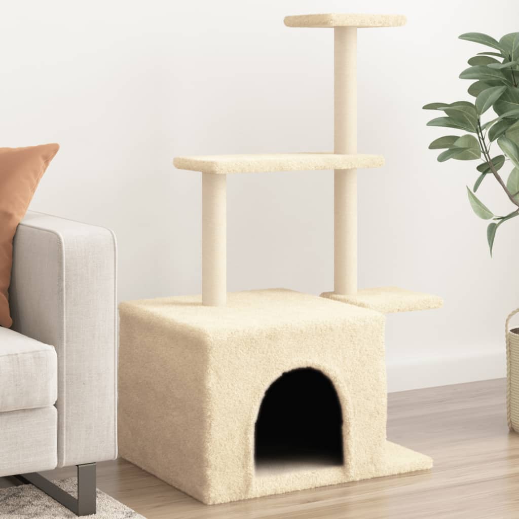 Kratzbaum mit Sisal-Kratzsäulen Creme 110 cm Kratzbaum mit Sisal-Kratzsäulen Creme 110 cm