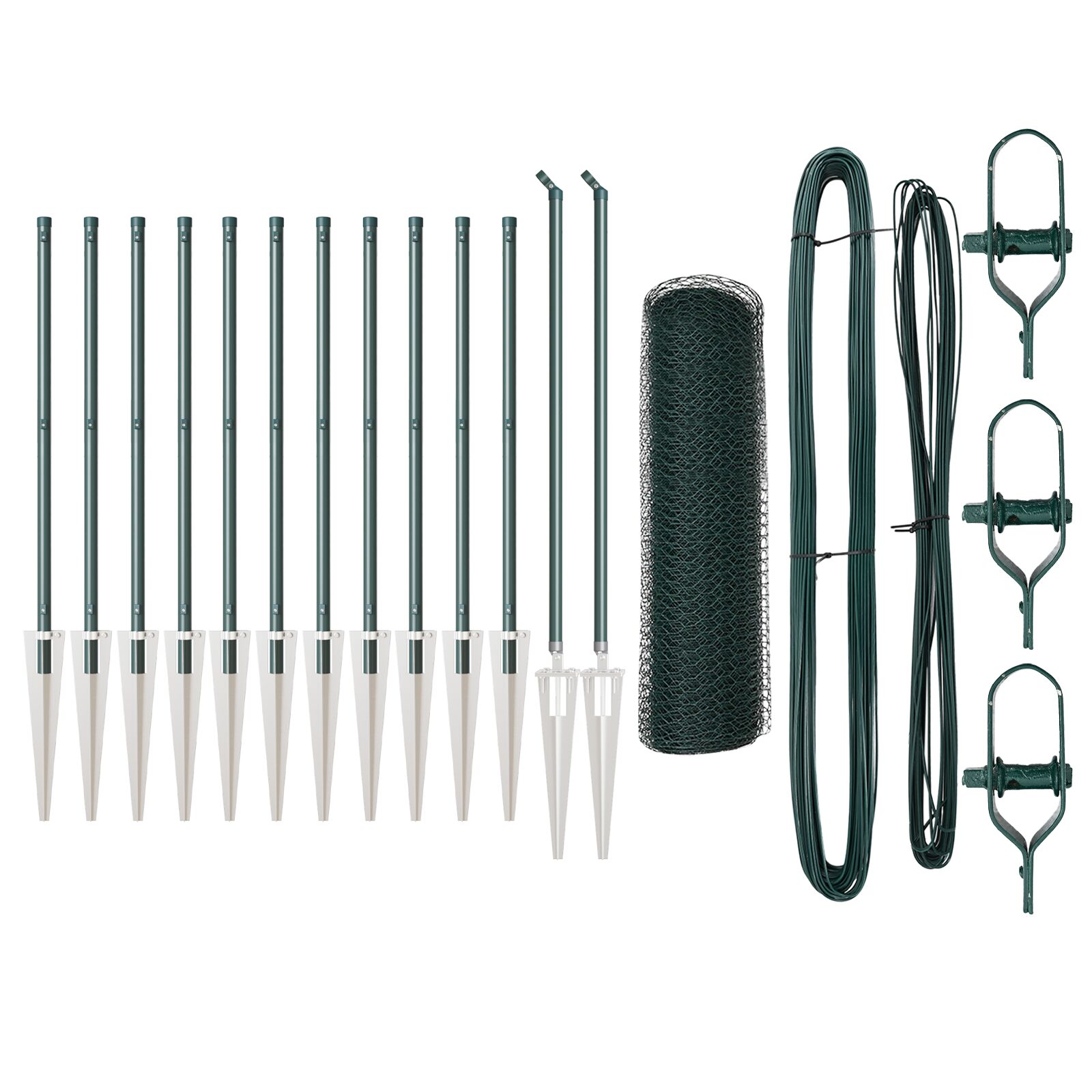 Zaunset Set aus 2 Waldgrün Plastikbeschichtetes Metall 25 x 0,5 m