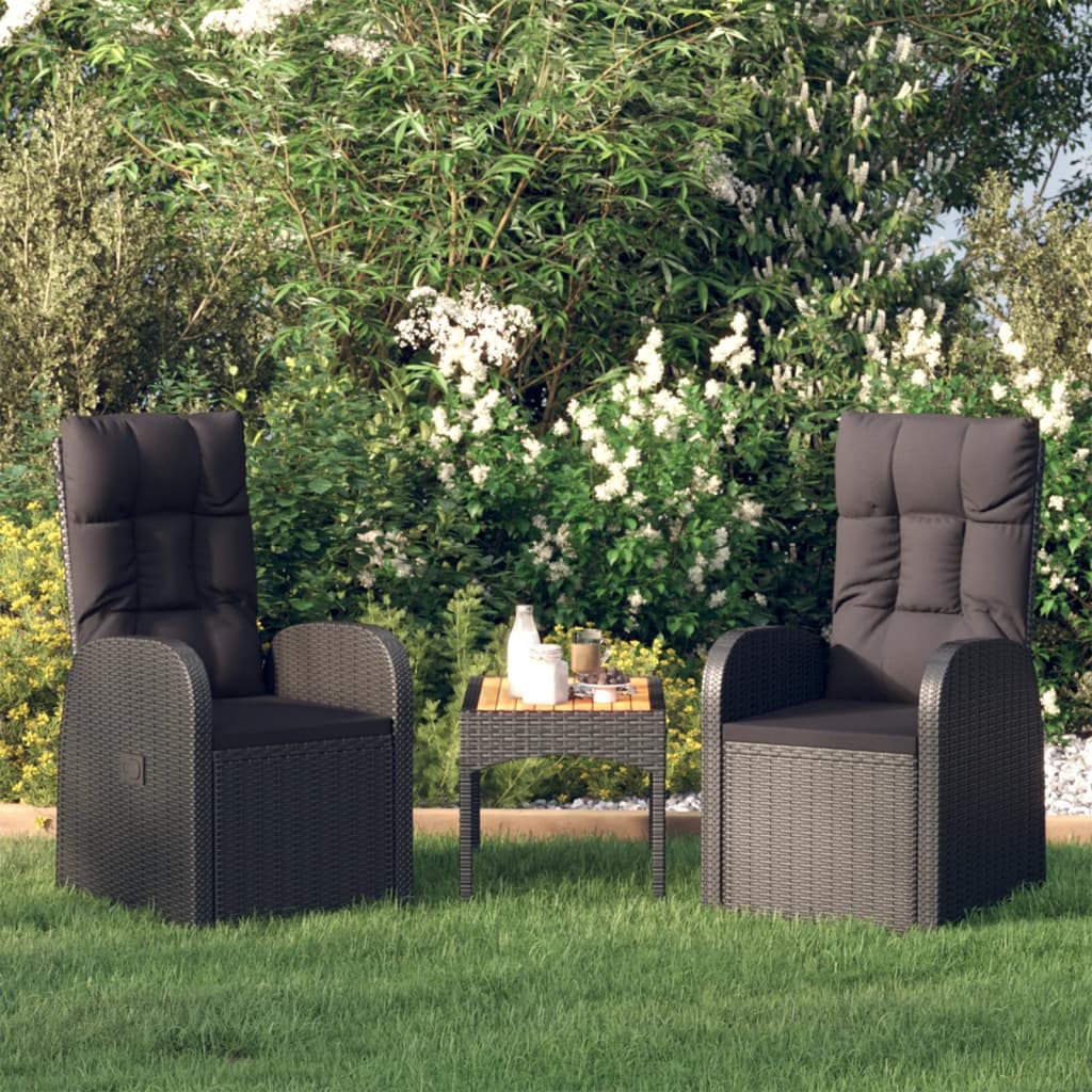Garten-Liegestühle 2 Stk. mit Auflagen Poly Rattan Schwarz Garten-Liegestühle 2 Stk. mit Auflagen Poly Rattan Schwarz
