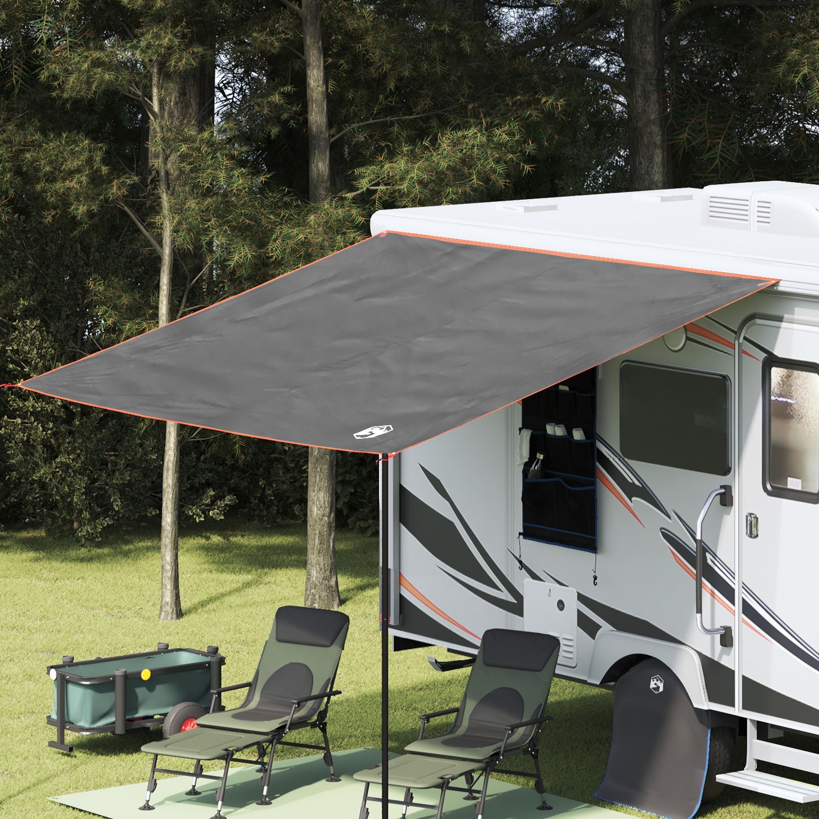 Wasserfeste Plane Grau und Orange 350 x 240 cm Wasserfeste Plane Grau und Orange 350 x 240 cm