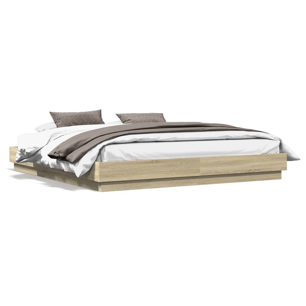 Bettgestell mit LED Sonoma-Eiche 180x200 cm Bettgestell mit LED Sonoma-Eiche 180x200 cm