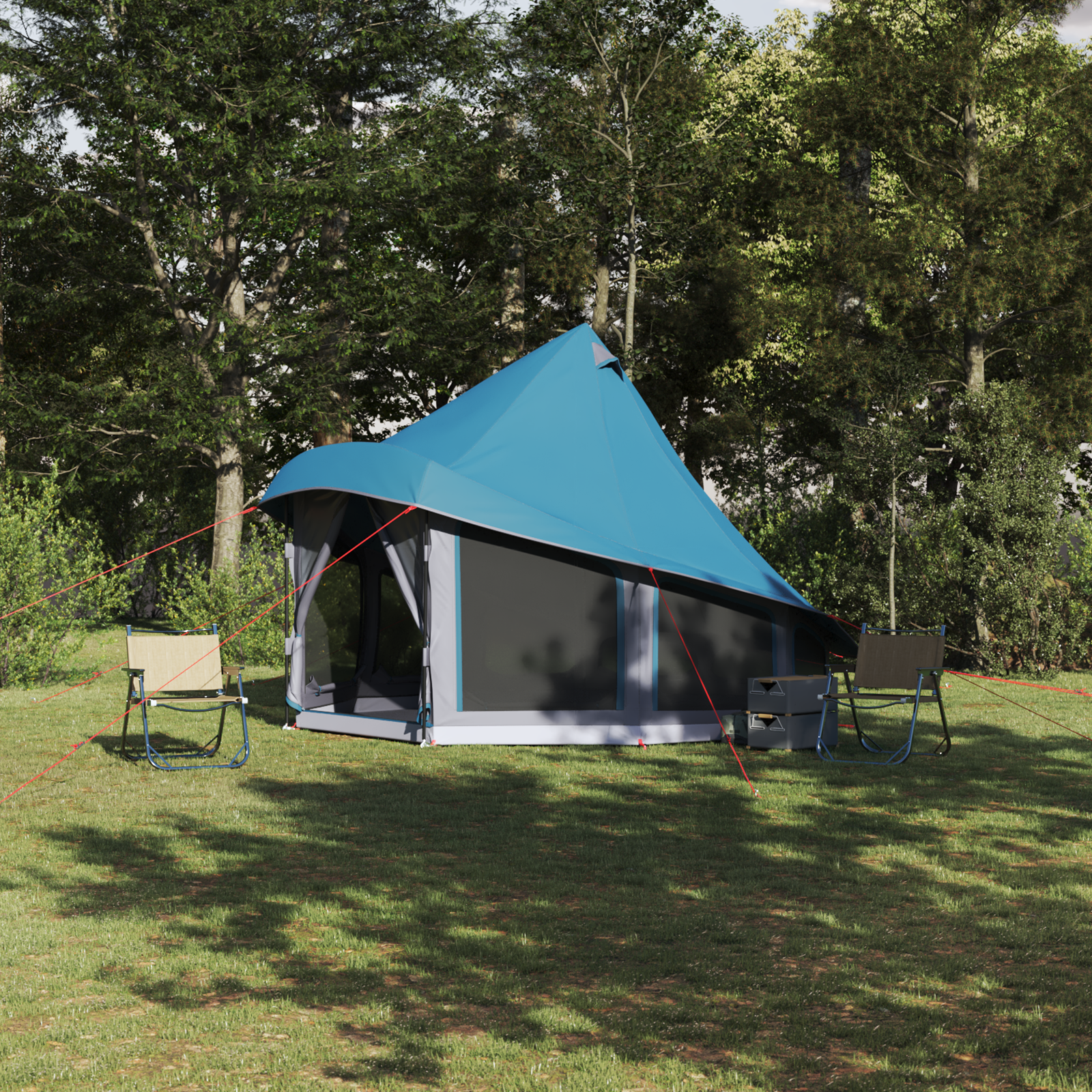 Familienzelt Tipi Blau für 6 Personen wasserfest Familienzelt Tipi Blau für 6 Personen wasserfest