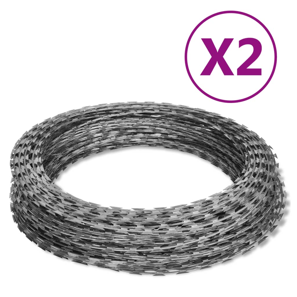 Stacheldraht 2 Stk. Concertina-Draht Verzinkter Stahl 60 m