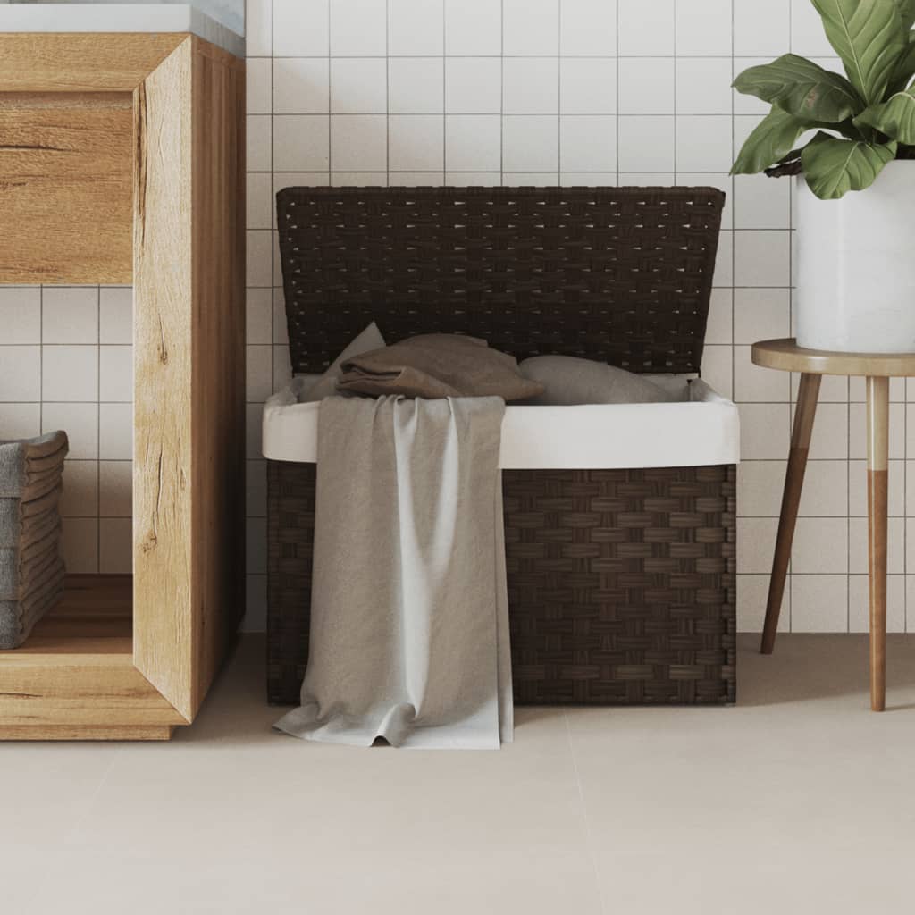 Wäschekorb mit Deckel Dunkelbraun 55,5x35x34 cm Poly Rattan Wäschekorb mit Deckel Dunkelbraun 55,5x35x34 cm Poly Rattan