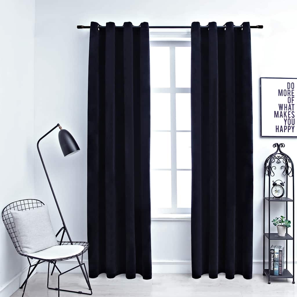 Verdunkelungsvorhänge mit Ösen 2 Stk. Samt Schwarz 140x175 cm Verdunkelungsvorhänge mit Ösen 2 Stk. Samt Schwarz 140x175 cm