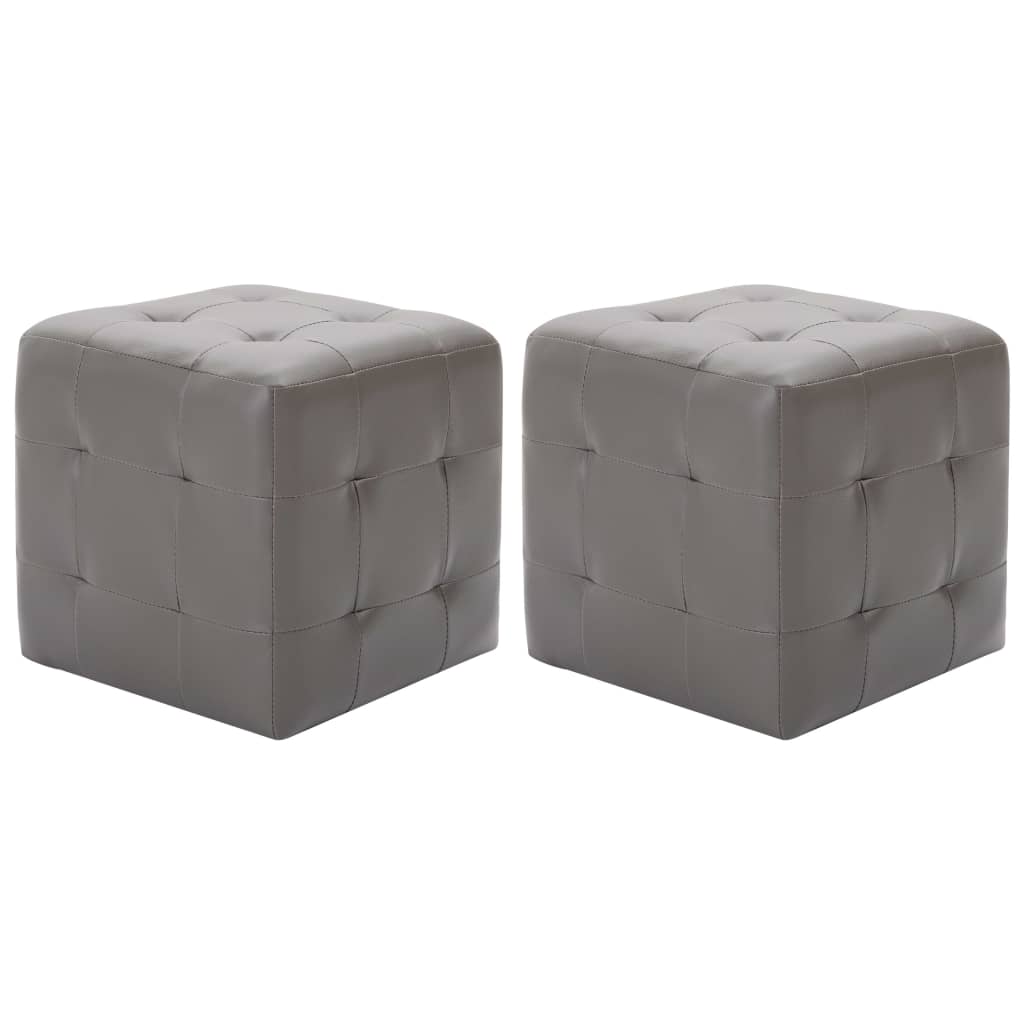 Pouf 2 Stk. Grau 30x30x30 cm Kunstleder Pouf 2 Stk. Grau 30x30x30 cm Kunstleder