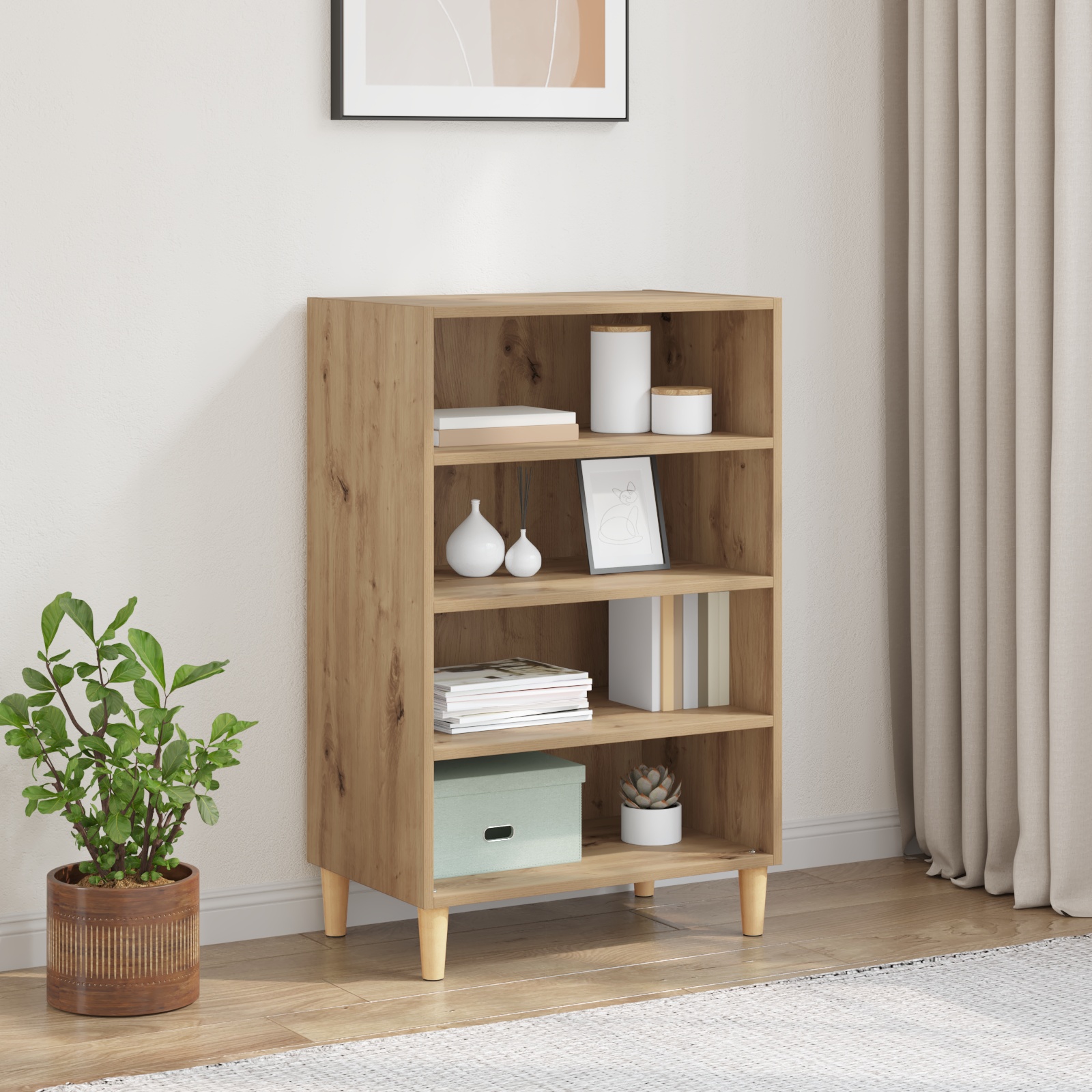 Sideboard Eiche handwerklich 57 x 35 x 90 cm Holzwerkstoff
