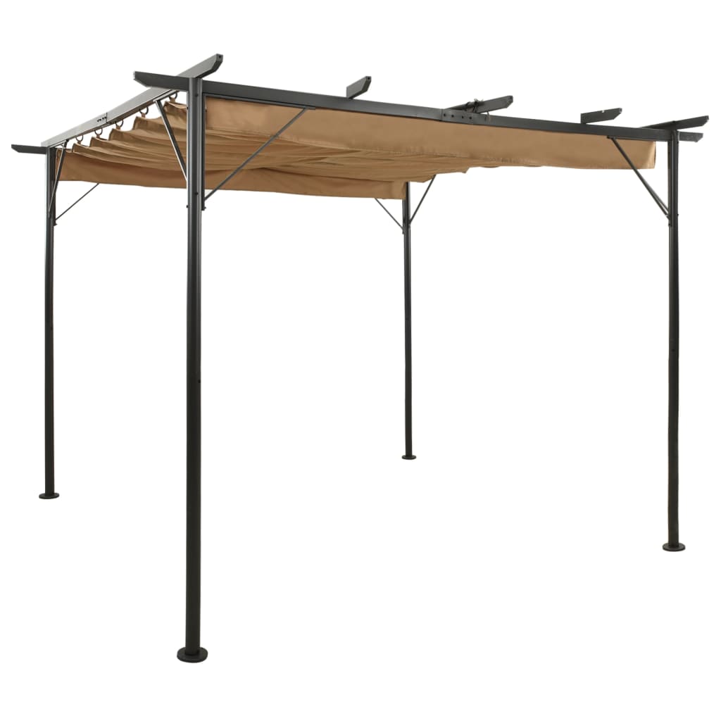 Pergola mit Ausziehbarem Dach Taupe 3x3 m Stahl 180 g/m² Pergola mit Ausziehbarem Dach Taupe 3x3 m Stahl 180 g/m²