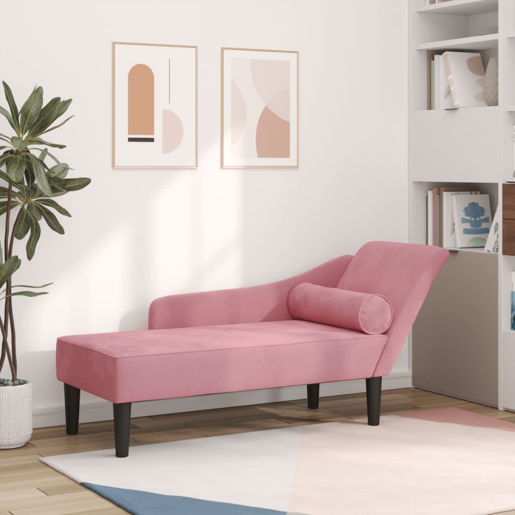 Chaiselongue mit Kissen Rosa Samt Chaiselongue mit Kissen Rosa Samt