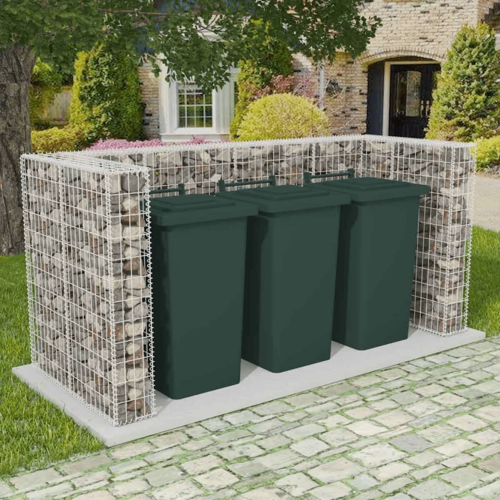 Gabionen-Mülltonnenverkleidung für 3 Tonnen Stahl 250x100x120cm Gabionen-Mülltonnenverkleidung für 3 Tonnen Stahl 250x100x120cm